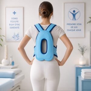 Femme portant correcteur de posture en cabinet