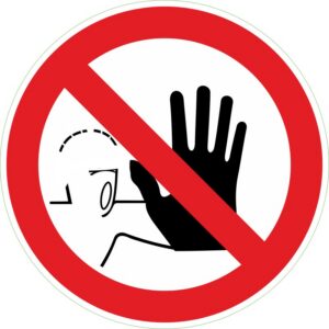 Panneau d’interdiction avec main levée et visage