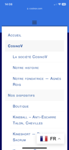 Menu mobile du site CosinoV